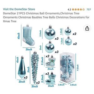 🌼5for$25🌼Domestar Christmas Tree 21 piece ornaments. Blue